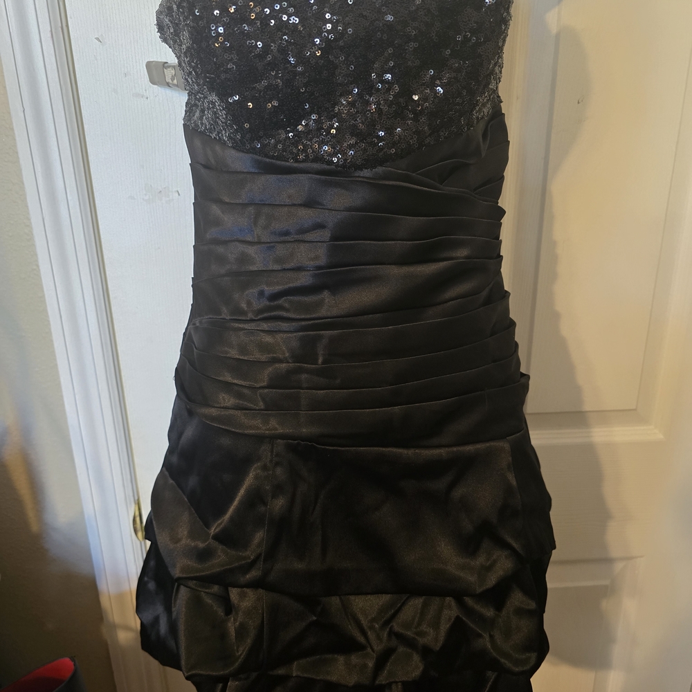 B Darlin Black Sequin Strapless Dress